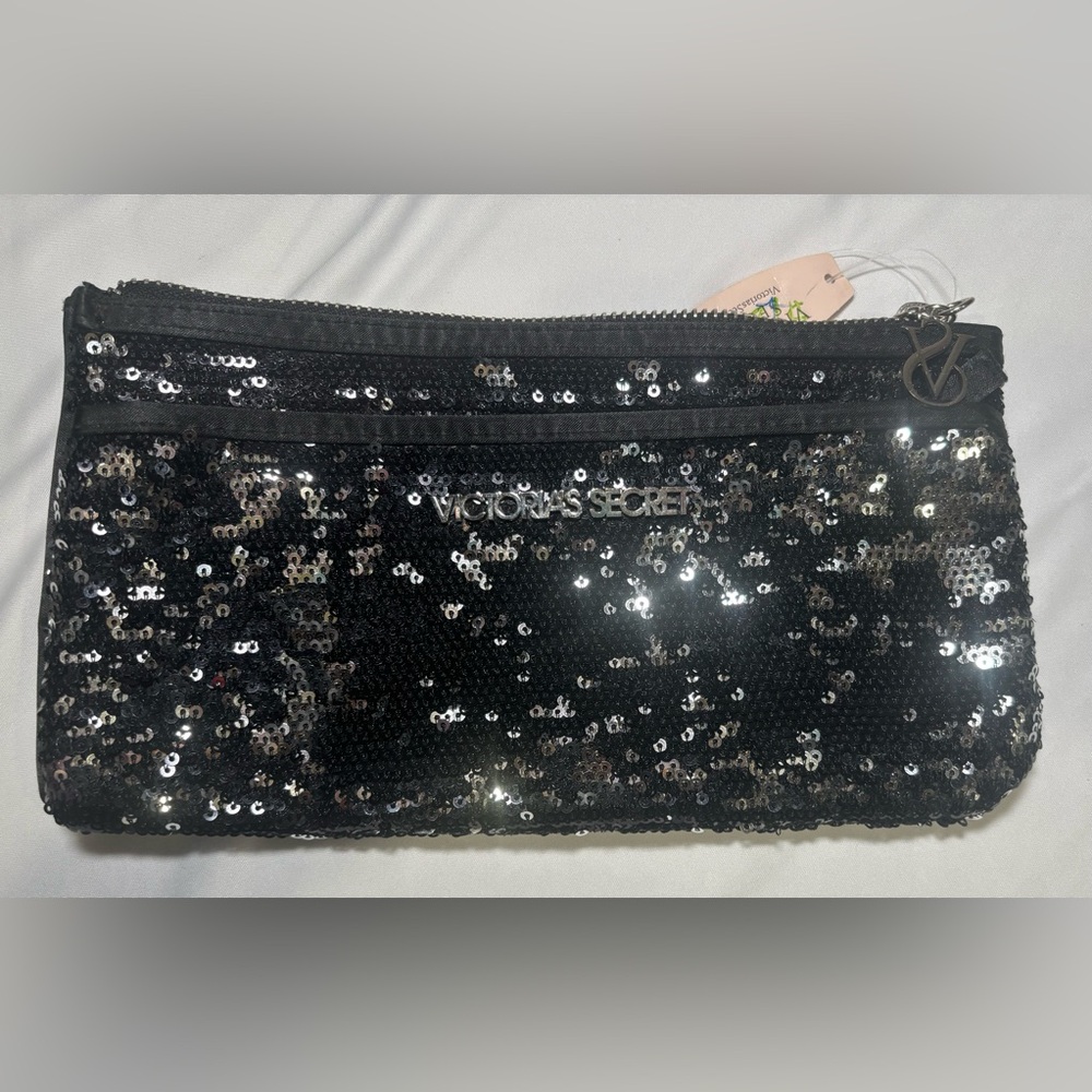 Victoria's Secret Black Sequin Cosmetic Bag